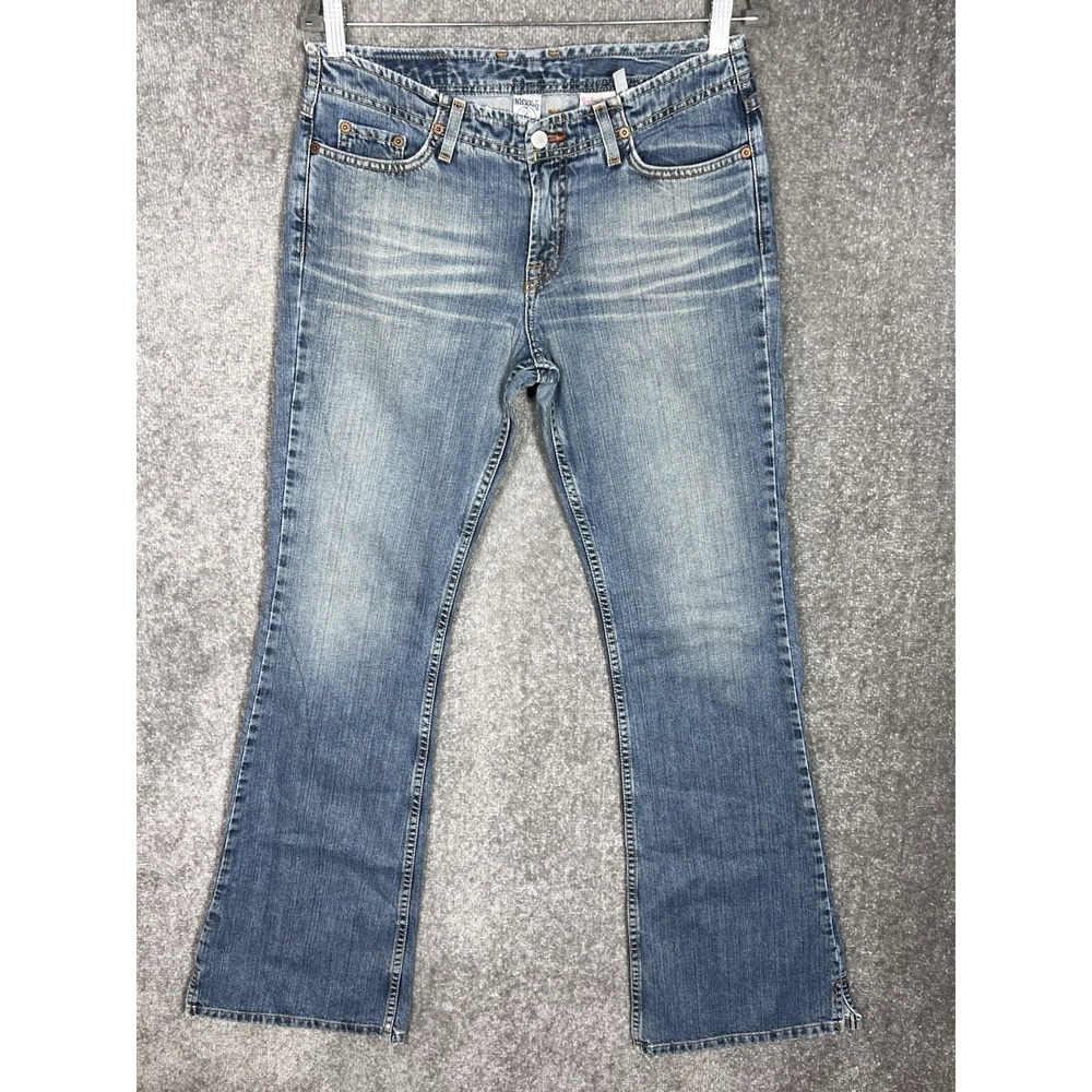 Lucky Brand Jet Setter Jeans Womens Size 6 Long Blue Boot Flare Distressed Denim